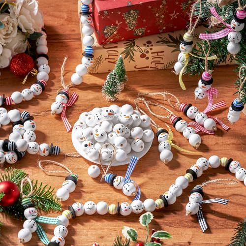 vicenpal 450 pcs christmas wooden beads, striped, vibrant showing dimensions