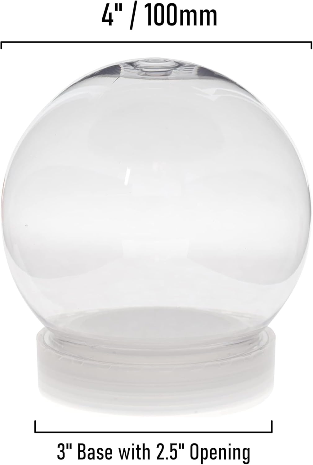 Creative Hobbies Pack of 6 (100mm) 4 Inch DIY Snow Globe Water Globe - Clear Plastic with Screw Off Cap | Perfect for DIY Crafts and Customization