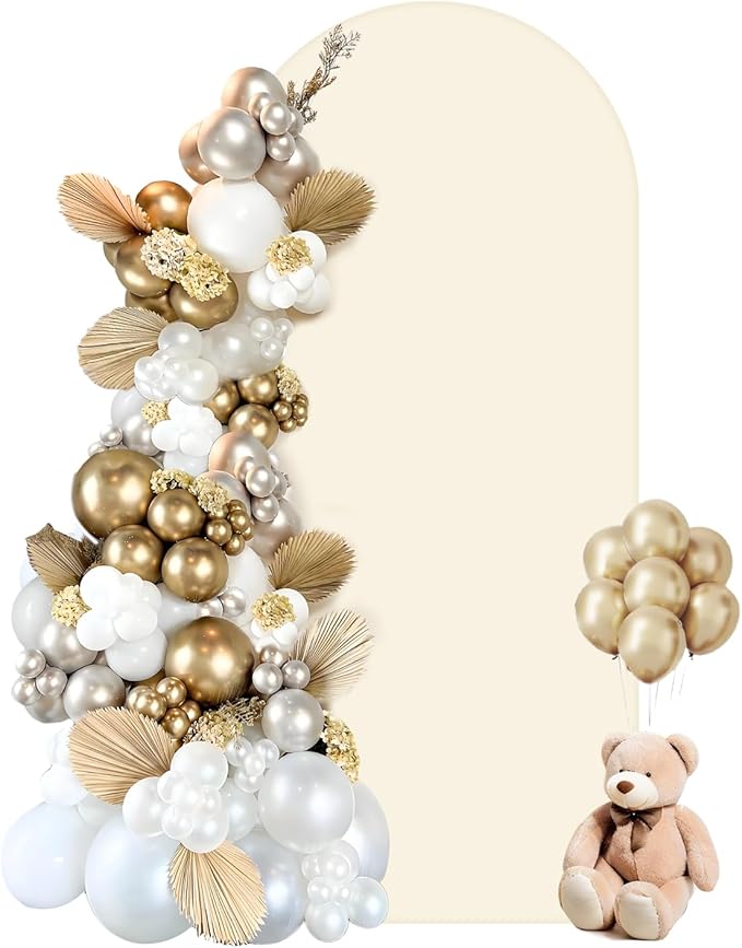 HEMMOTOP Light Beige Arch Backdrop Cover (No Arch Stand), 6 ft Spandex Arch Covers Stretchy Backdrop for Balloon Arches, Wedding, Birthday Party, Baby Shower, Banquet Arch Decoratio