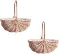 DULRLLY 2 Pcs Handwoven Flower Basket with Handle, Willow Storage Basket Empty Wicker Picnic Basket with Plastic Insert, Easter Basket Wedding Flower Girl Baskets for Home Party Decor (S)