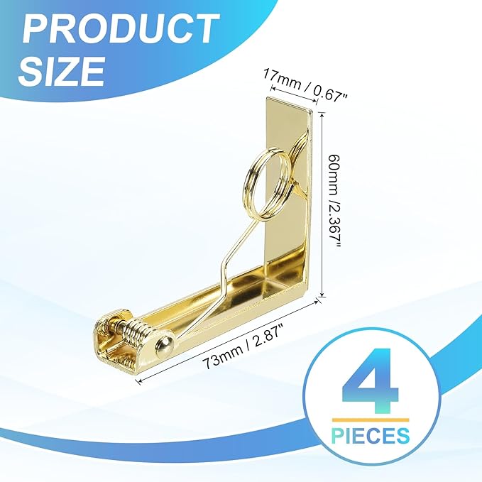 uxcell 4 Pack Tablecloth Clips, Stainless Steel Table Cloth Cover Clamps, 2.87" x 2.36" Windproof Holder Clips for Home Party Picnic Wedding Camping Dining Tables, Gold