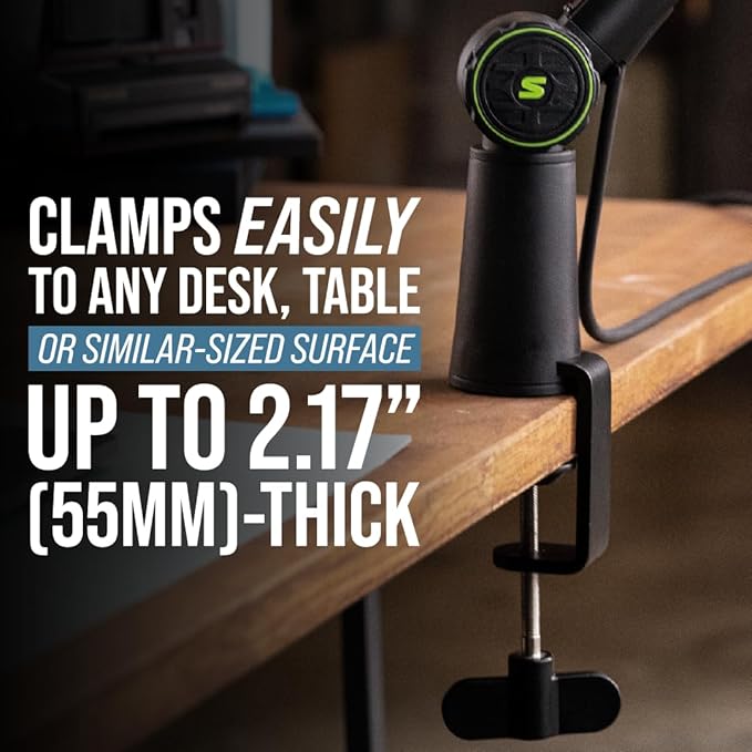 Shure by Gator Deluxe Articulating Desktop Podcasting Mic Boom Arm with Cable Management Channel; (SH-BROADCAST1)