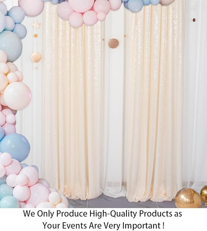 ShiDianYi Sequin-Backdrop Ivory 2 Panels 4FTx6FT Sparkle Wedding & Birthday Backdrop