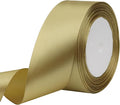 Champagne Gold Solid Satin Ribbon 1-1/2 Inch 25 Yards Solid Polyester Fabric Ribbon for Gift Wrapping Wedding Christmas Baby Shower Birthday Party Decoration Handmade Immortal Flower Craft