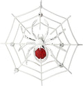 Matashi Silver Plated Christmas Tree Spider Ornament w Red, Clear Crystals Lucky Hanging Decoration, Holiday Ornament Gift, Unique Spider Decor for Christmas & Halloween Party w Tinsel Legend Story