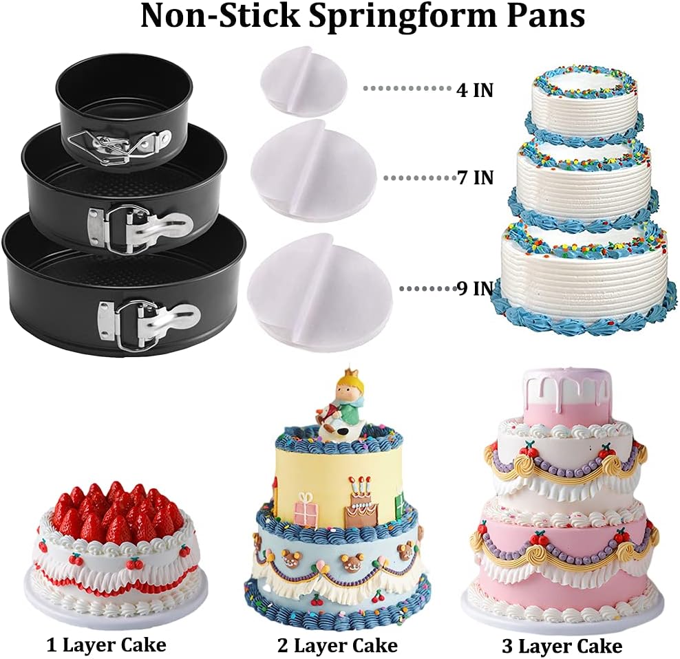 Gawren-H&E 678pcs Cake Decorating Kit,Baking Supplies with Decorating Tools,Cake Carrier,Cake Turntable,Piping Bags and 74 Tips,Springform Pans,Cake Decoratng Supplies Kit for Beginners/Professional