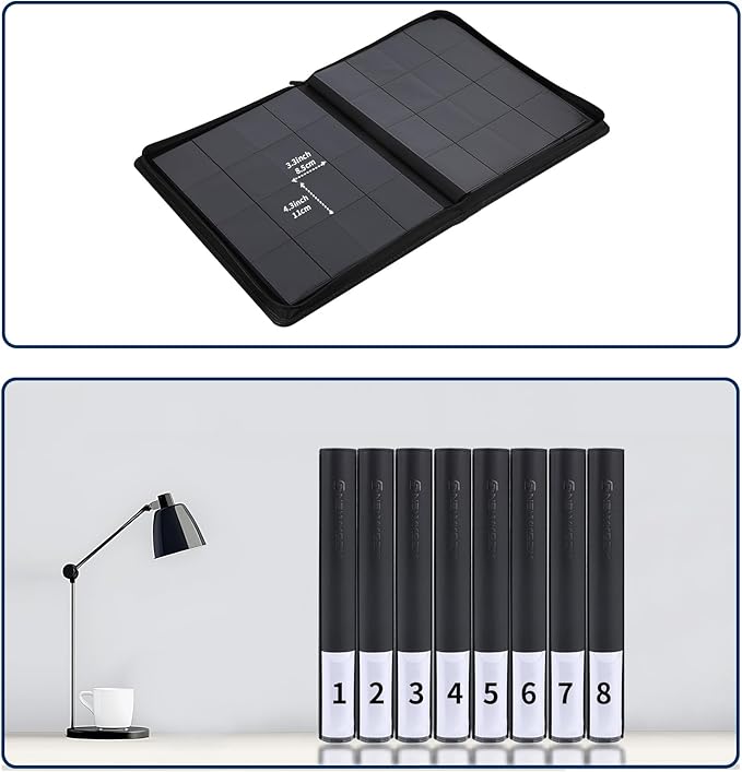 Snekdy premium 1024-pocket trading card binder, 16-pocket cards album, waterproof PU-leather Cover album with side loading, holds gaming, baseball, basketball & sports cards (Black)