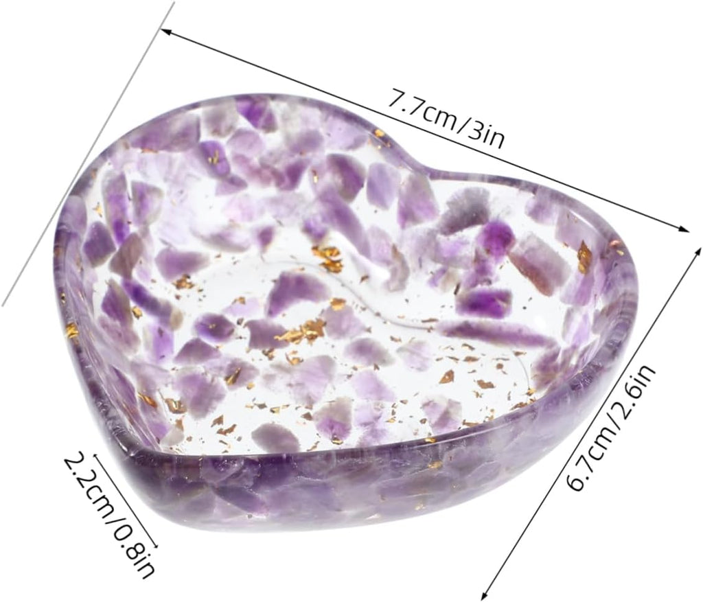 Happyyami Heart Shaped Resin Candle Holder Unique Decorative Bowl for Living Room Bedroom and Office Natural Crystal Gravel Craft for Enhanced Aesthetic and Relaxing Atmosphere