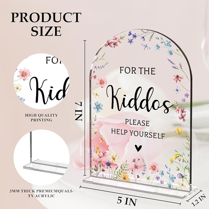 Wedding Sign，For The Kiddos Wedding Sign, Weddings Supplies 5x7 Inch, Kids Wedding Activities Acrylic Plaque, Please Help Yourself Sign, Wedding Signs for Ceremony And Reception decorative-signs184