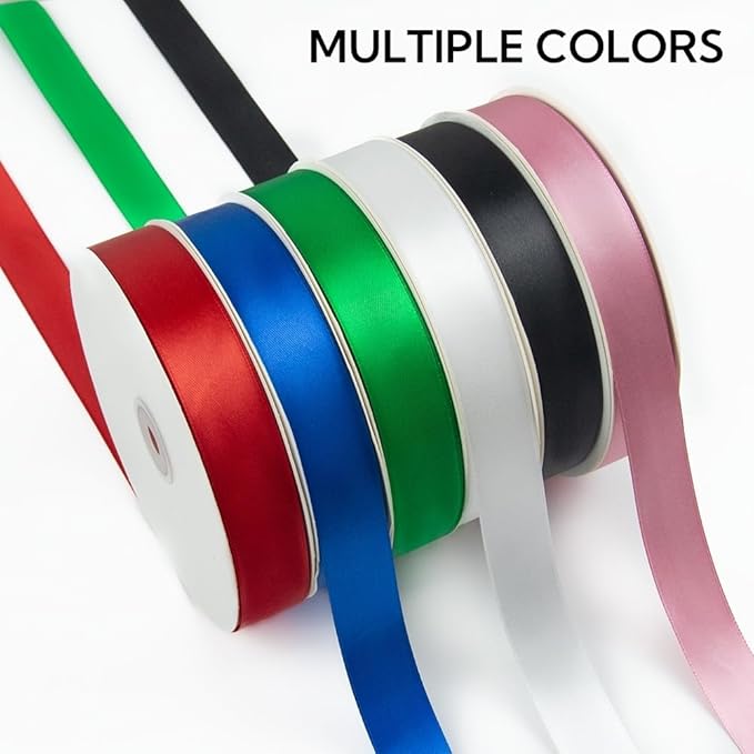 1 Inch 100 Yards Satin Ribbon Black, Solid Color Fabric Ribbon for Gift Wrapping, Wedding, Polyester Gift Ribbon for Birthday Party Decoration, Craft, Hair, Floral, Sewing