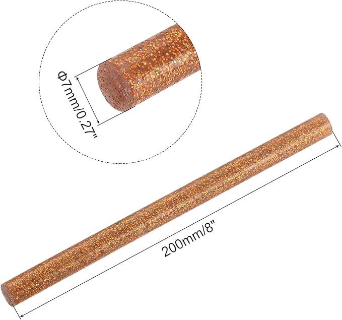uxcell 20pcs Hot Glue Sticks for Glue Gun 7mm/0.27-inch x 8-inch Mini Hot Melt Adhesive Glue Stick Glitter Bronze Gold