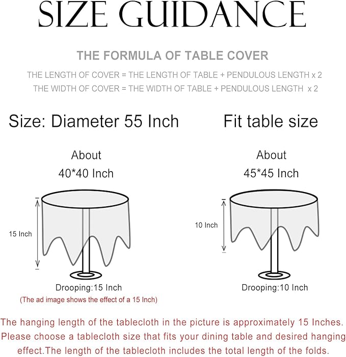 patdrea Designer Linen Round Table Cloth,Durable Breathable Floral Dacorative Tablecloth,Decor Tables Covers for Kitchen Dining,Tea Party,Holiday,Christmas,Thanksgiving,Diameter 55"-Puno