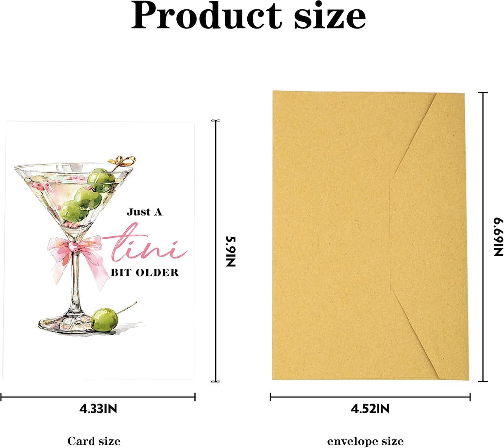 Espresso Martini Birthday Card-Funny Coffee & Cocktail Greeting Card for Women Best Friend Sister Daughter Wife-A Tini Bit Older Birthday Gift (Water-color-Tini-1)