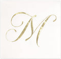 Gift Boutique 100 Gold Monogram Cocktail Napkins Letter M Disposable Paper Pack Elegant Metallic Golden Foil Hand Napkin for Powder Room Wedding Holiday Birthday Party Baby Shower Decorative Towels