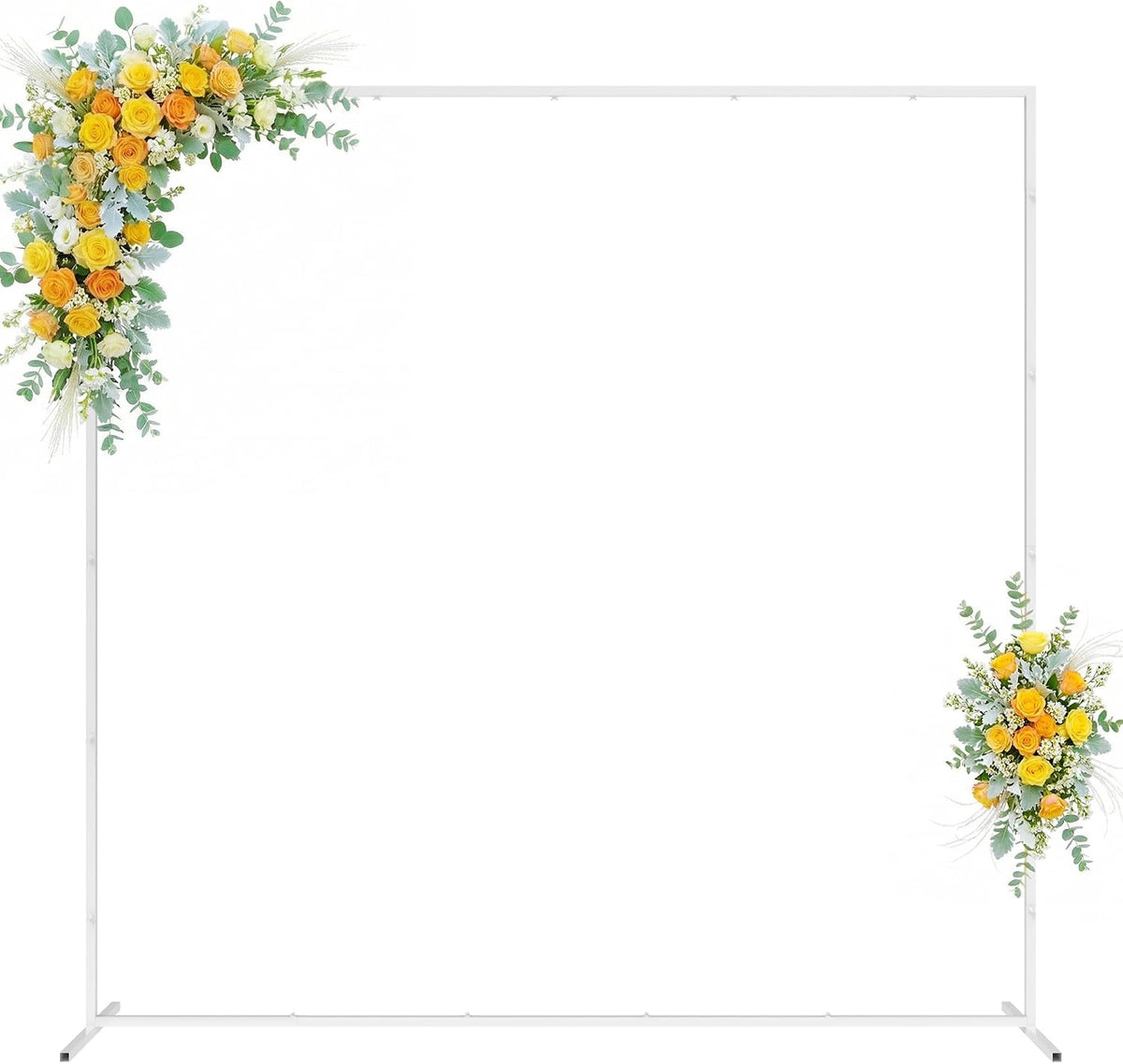 Wokceer Square Backdrop Stand White Metal Wedding Arch Stand 6.6FT x 6.6FT