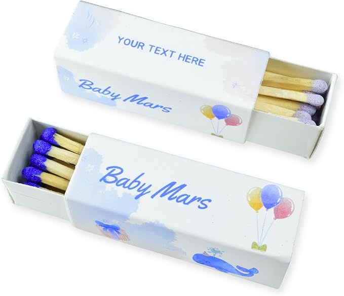 Customizable Baby Shower Matchboxes – Set of 10 – Cute Baby Design – Colorful Matchsticks – Perfect for Baby Shower Favors (2" Matchsticks, Baby #3)