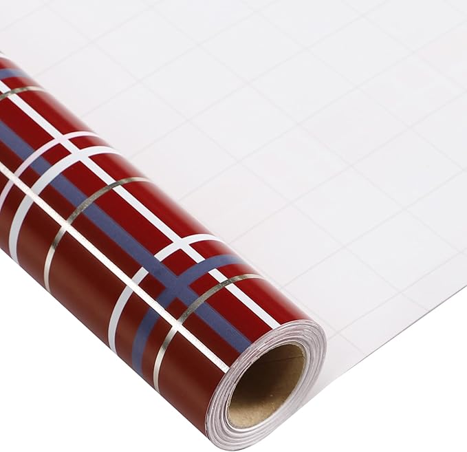 LeZakaa Christmas Red Wrapping Paper Roll, Buffalo Plaid Red for Christmas Winter Holiday Family Gathering, Grid Backing, 17 inches x 32.8 Feet, Mini Roll