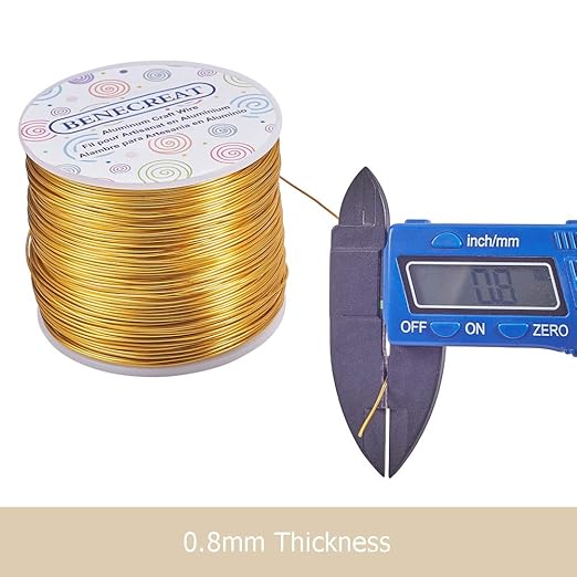BENECREAT 20 Gauge 770FT Aluminum Wire Anodized Jewelry Craft Making Beading Floral Colored Aluminum Craft Wire - Yellow Gold