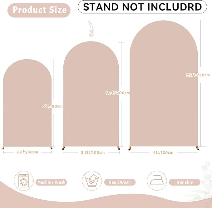 7.2FT Nude Arch Backdrop Cover - Spandex Fitted Wedding Arch Stand Covers Round Top Chiara Arch Backdrop Cover for Birthday Party Banquet Photo Background Decoration