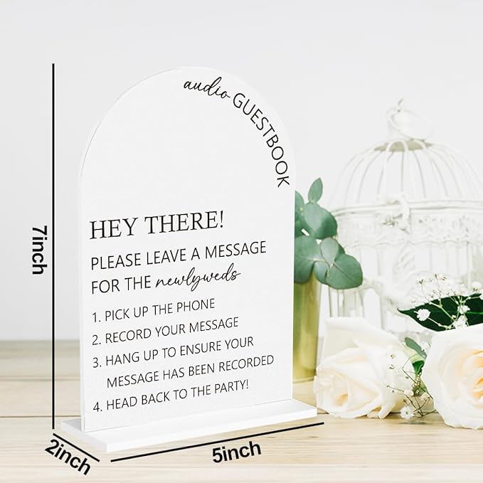 2Pcs Audio Guest Book Sign Cards and Gifts Sign for Wedding Engagement Party Bridal Shower Baby Shower Table Desk Acrylic Decor