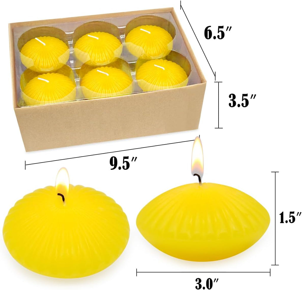 12 Pack 3 Inch Citronella Floating Candles for Summer, 10 Hour Yellow Dripless Tealight Candles for Cylinder Vases, Centerpieces at Wedding Party Pool Holiday