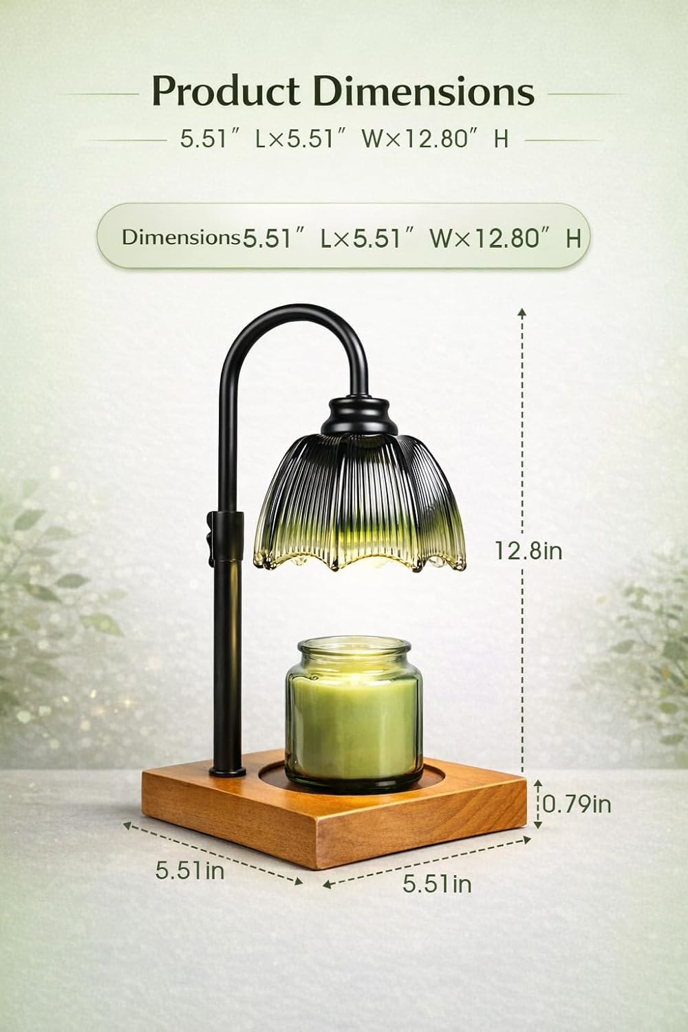 Candle Warmer Lamp, Candle Warmer for Jar Candles with Timer Dimmer & Adjustable Height, Flameless & Safe, Wood Base, 2 Bulbs Included – Home Decor for Bedroom & Relaxation, Housewarming Gift