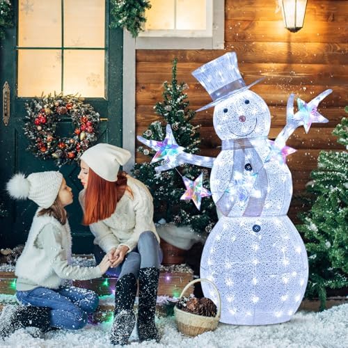 goplus 5 ft lighted snowman, christmas outdoor decoration, front angle view