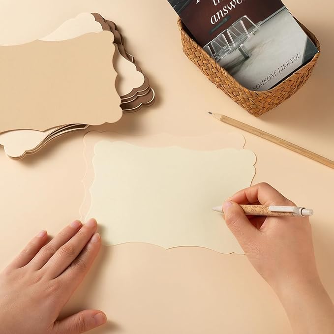 50 Pack Blank Kraft Cards Cardstock Thick Paper Brown Greeting Cards for DIY Gift Card Menus, Baby Shower and Wedding Invitations (Brown, 4x6IN)