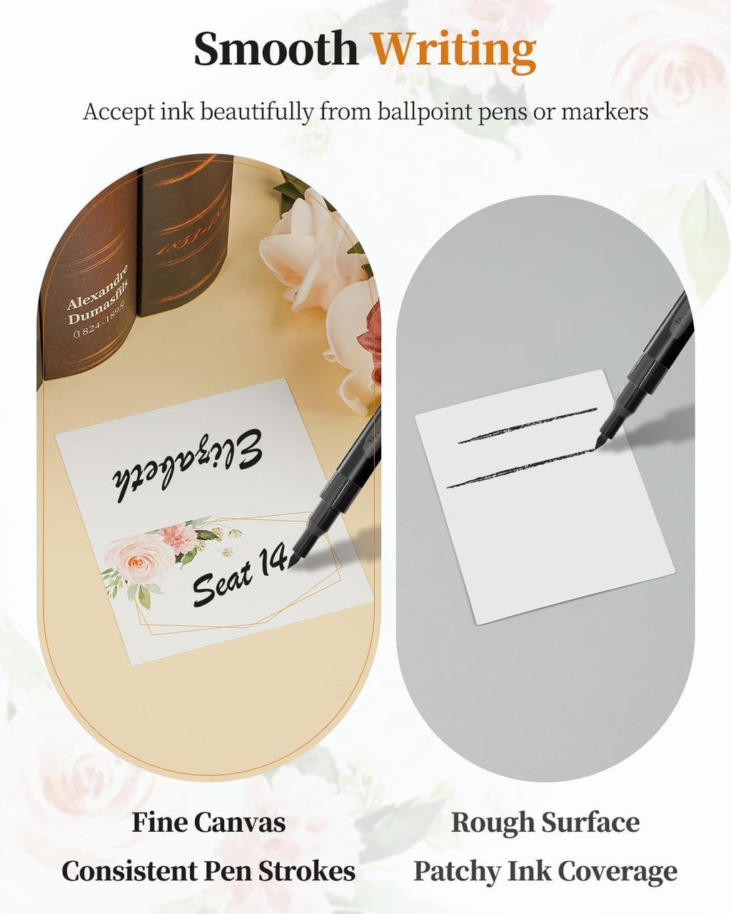 Uniclife 60 Pcs Floral Place Cards for Wedding Buffet Tables | 60 folded watercolor rose place cards create elegant seating labels and food tags for weddings, banquets and buffets.