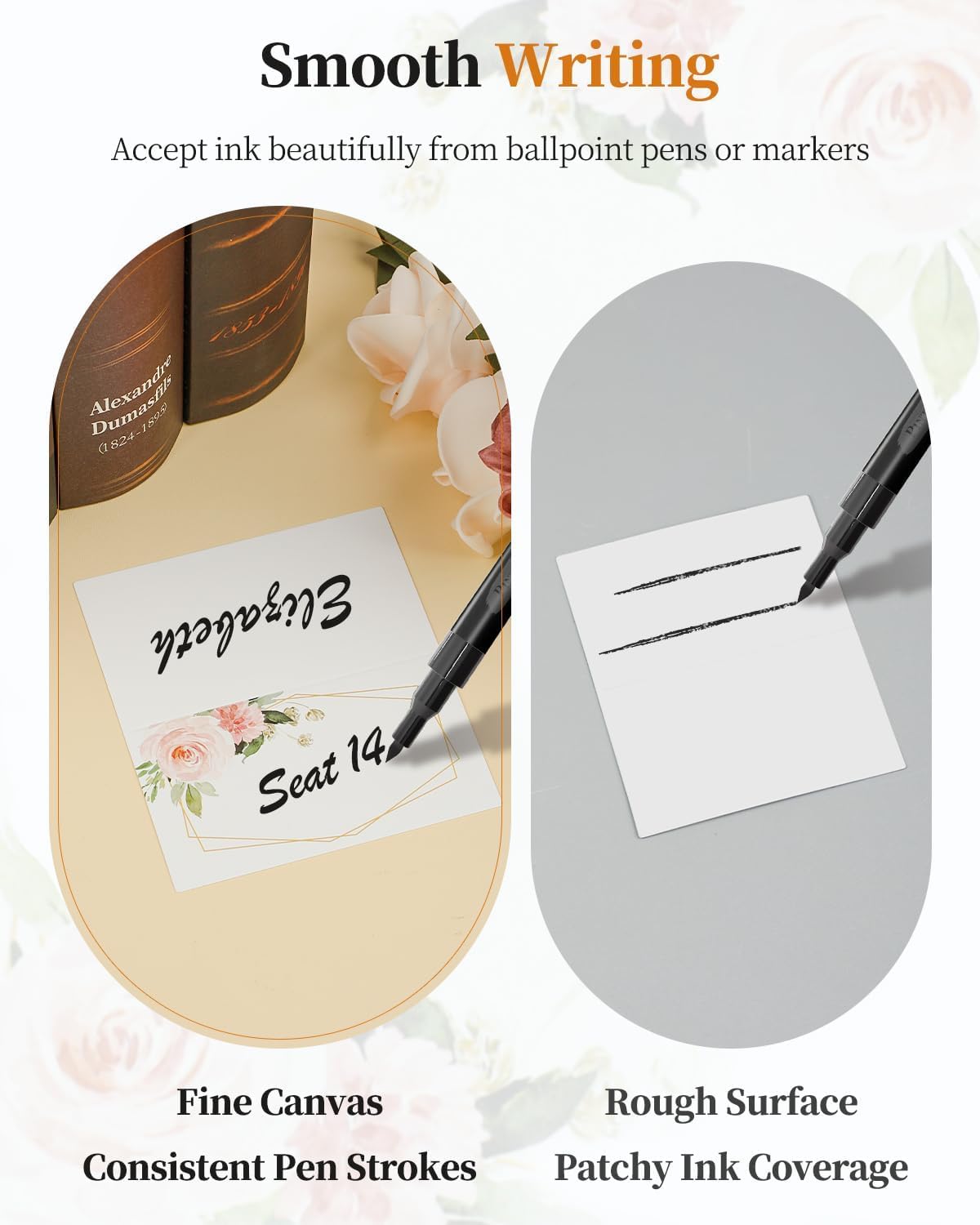 Uniclife 60 Pcs Floral Place Cards for Wedding Buffet Tables | 60 folded watercolor rose place cards create elegant seating labels and food tags for weddings, banquets and buffets.