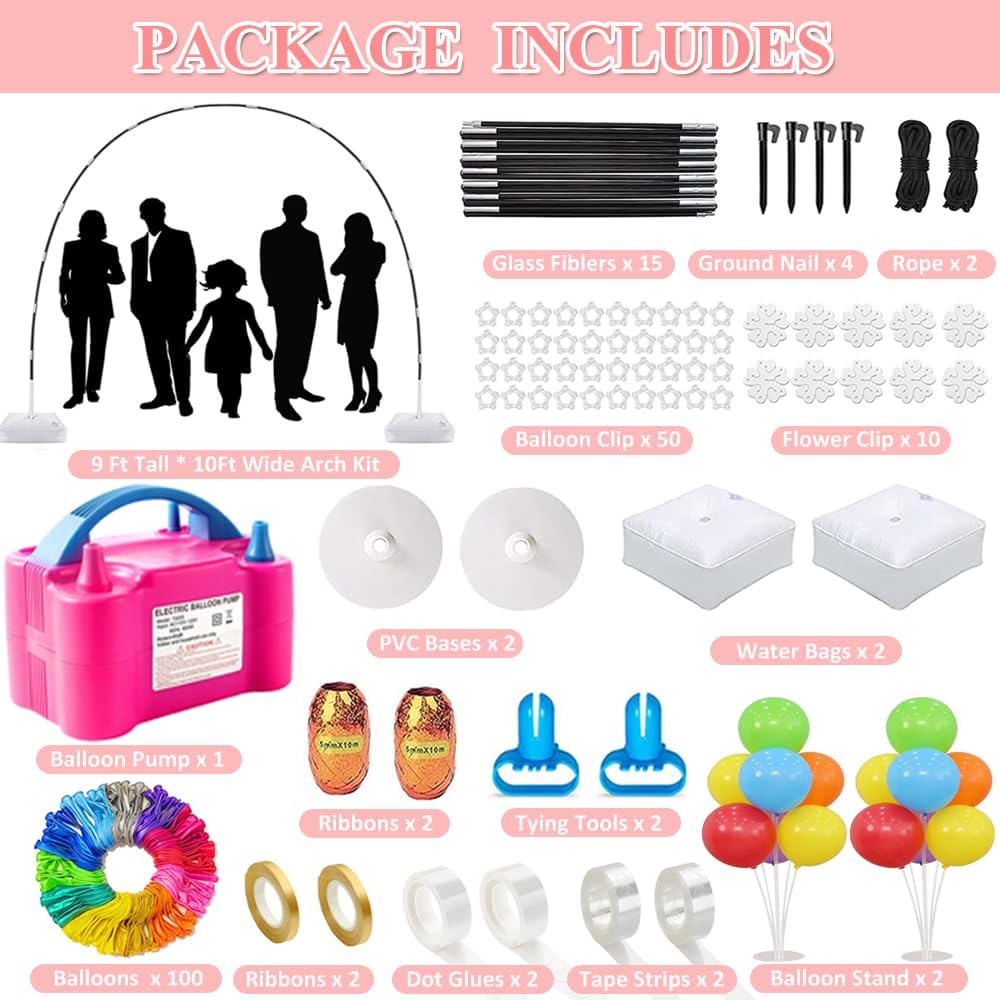 balloon arch kit with balloon pump for party shown in use