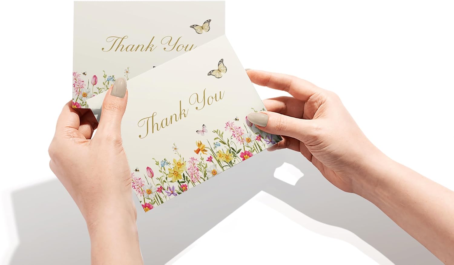 Twigs Paper Spring Florals Thank You Cards, 12 Blank Note Cards