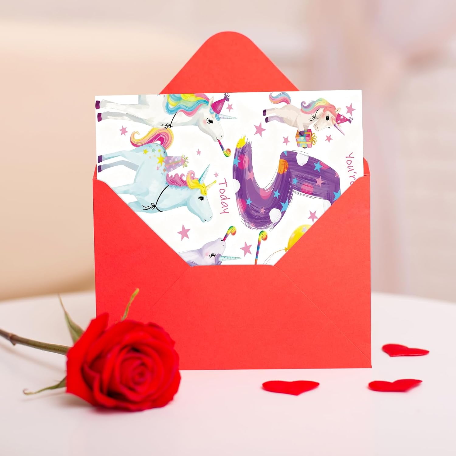 FANCYLUCKY Happy 5th Birthday Card Gift for Girls, Cute 5 Year Old Birthday Decoration for Daughter Granddaughter Niece