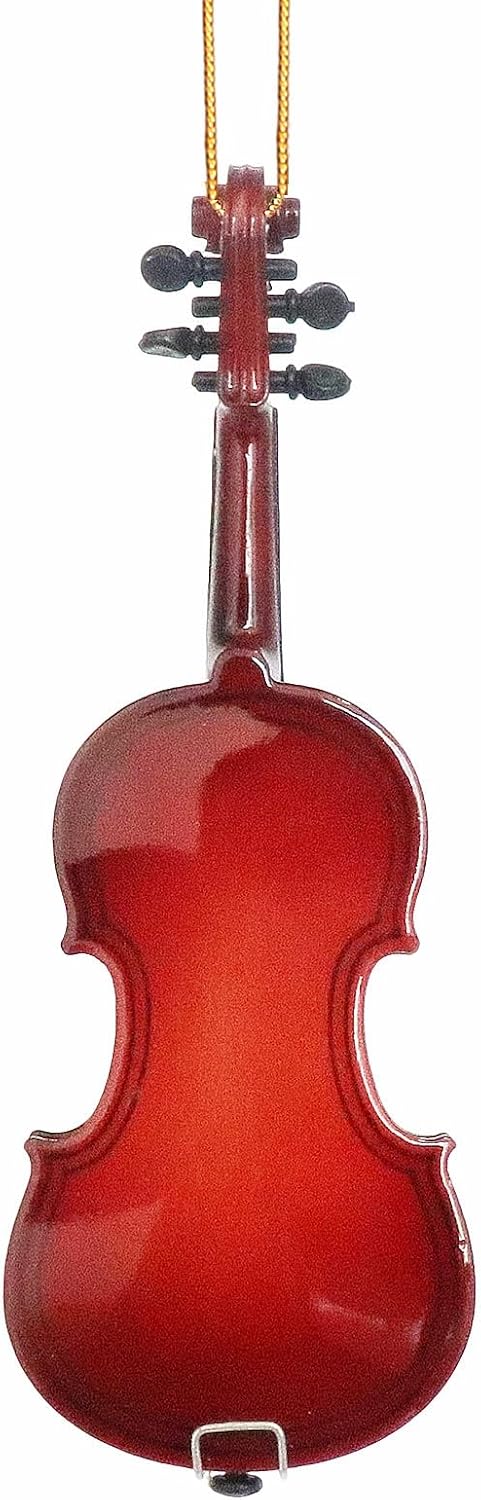 4.69" Wooden String Miniature Violin Hanging Ornament Mini Musical Instrument Violin Replica Christmas Tree Display Ornament Holiday Home Decoration Music Birthday Gifts Model (4.69" Violin)