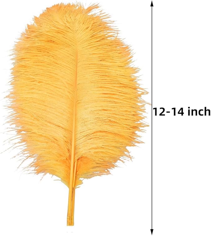 Ballinger Big Gold Ostrich Feathers - 24Pcs 12-14inch Large Feathers for Vase,Gatsby Party Centerpieces Mardi Gras and Home Decor