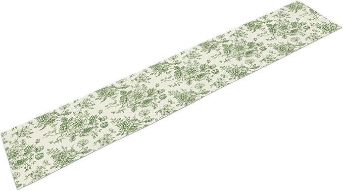 Vintage Flower Table Runner, Wildfloral Green Floral Sketch Pattern Print Table Runner for Kitchen Dinning Table Runner Decor Home Wedding Party Holiday, 13x36 Inch