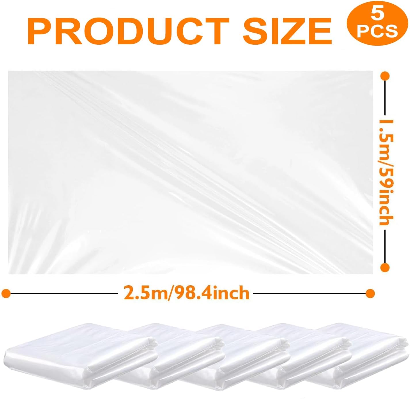 5 Pcs 98 x 59in Extra Large Balloon Bags for Transport, Thickened Reusable Clear Christmas Tree Disposal Bag, Large Balloon Storage Bags for Party Wedding Supplies
