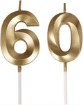 60th Birthday Candles,Gold Number 60 Cake Topper for Birthday Decorations Party Decoration