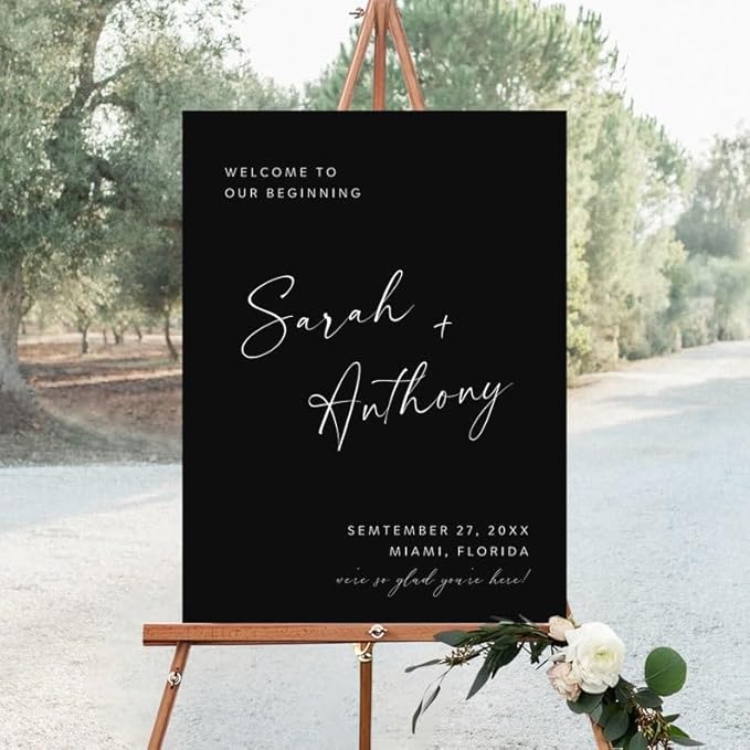 Black Wedding Welcome Sign Template, Large Wedding Sign, Modern Wedding Signs, Custom Wedding Sign, Welcome Wedding Sign