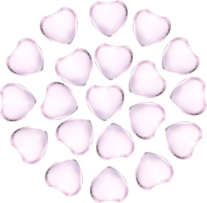 PATIKIL 20 Pcs Natural Heart Shaped Crystal Stone, 0.6 Inch Mini Polished Love Gemstone Crystal, Pocket Rock Engraved Worry Stones for Women Gifts Meditation, Clear Pink