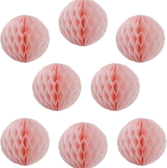 8pcs 10 inch Paper Honeycomb Balls Decorative Tissue Pom Poms Flower Art Hanging Balls for Birthday Wedding Nursery Baby Shower Home Decor (10inch, Baby Pink)