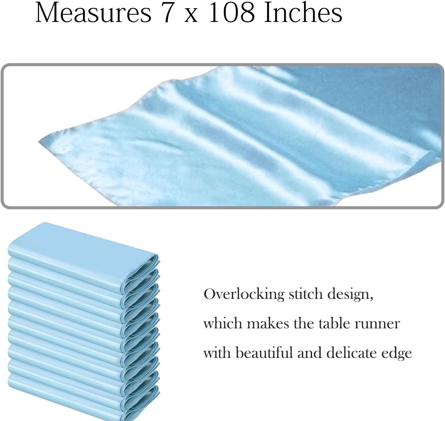 50 Baby Blue Chair Sashes Satin Chair Bows for Wedding Birthday Party Fiesta Decor - 7x108 Inches Ribbons Ties Fitted Banquets Folding Decorations