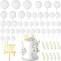 MIAHART Ball Cake Toppers Boho Grass Cake Topper Ball Cake Insert Decoration for Birthday Wedding Baby Shower Party Decorations Boho Themed Party Supplies (White)