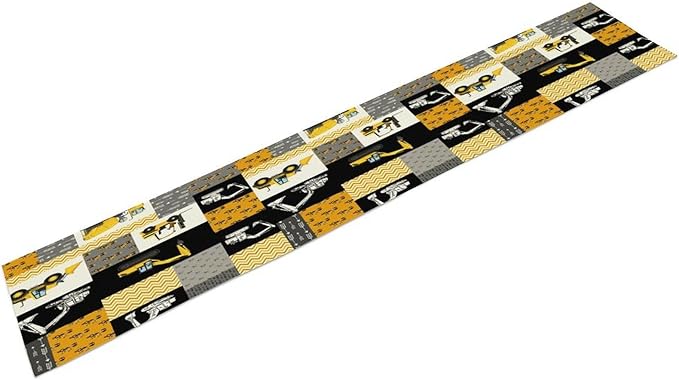Excavator Table Runner,Boys Kids Construction Vehicles Equipment Trucks Cartoon Car Tablecloth Burlap for Hotel Indoors Outdoor Dining Room Kitchen Holiday Party, 13x80in