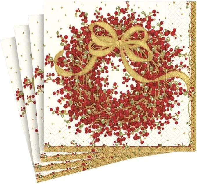 Caspari Pepperberry Paper Cocktail Napkins - Four Packs of 20