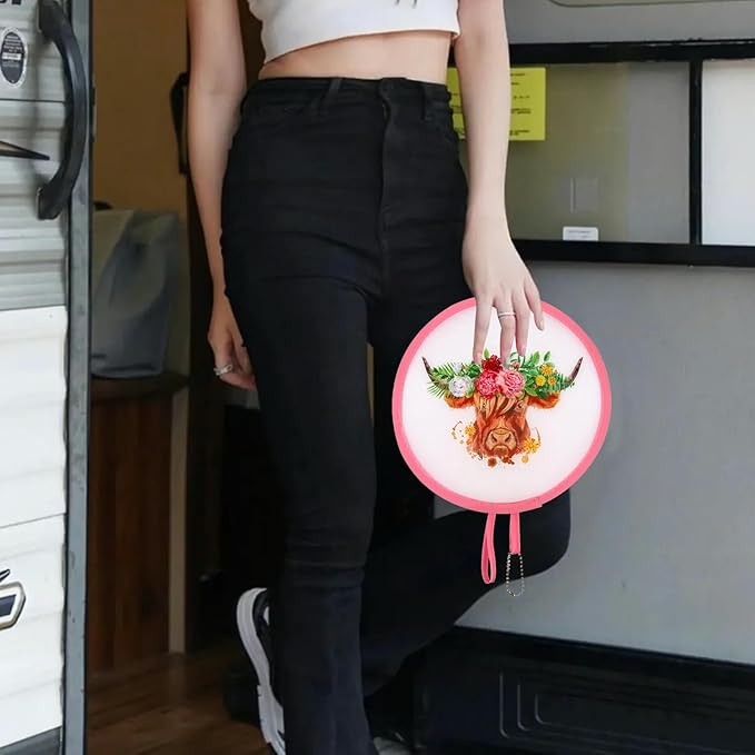4 Styles Animal Flowers Round Foldable Hand Fan Japanese Foldable Fan Handheld Foldable Compact Cooling Fans,Round Folding Fan for Outdoor Games,Xmas Decoration,Festival,Party Favors,Travel,Events
