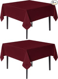 sancua Square Tablecloths 60x60 Inch Burgundy, 2 Pack - Fabric Table Cloth for Square or Round Tables, Washable Polyester Table Cover for Christmas Dinner, Holiday Party, Decorative Display Tables