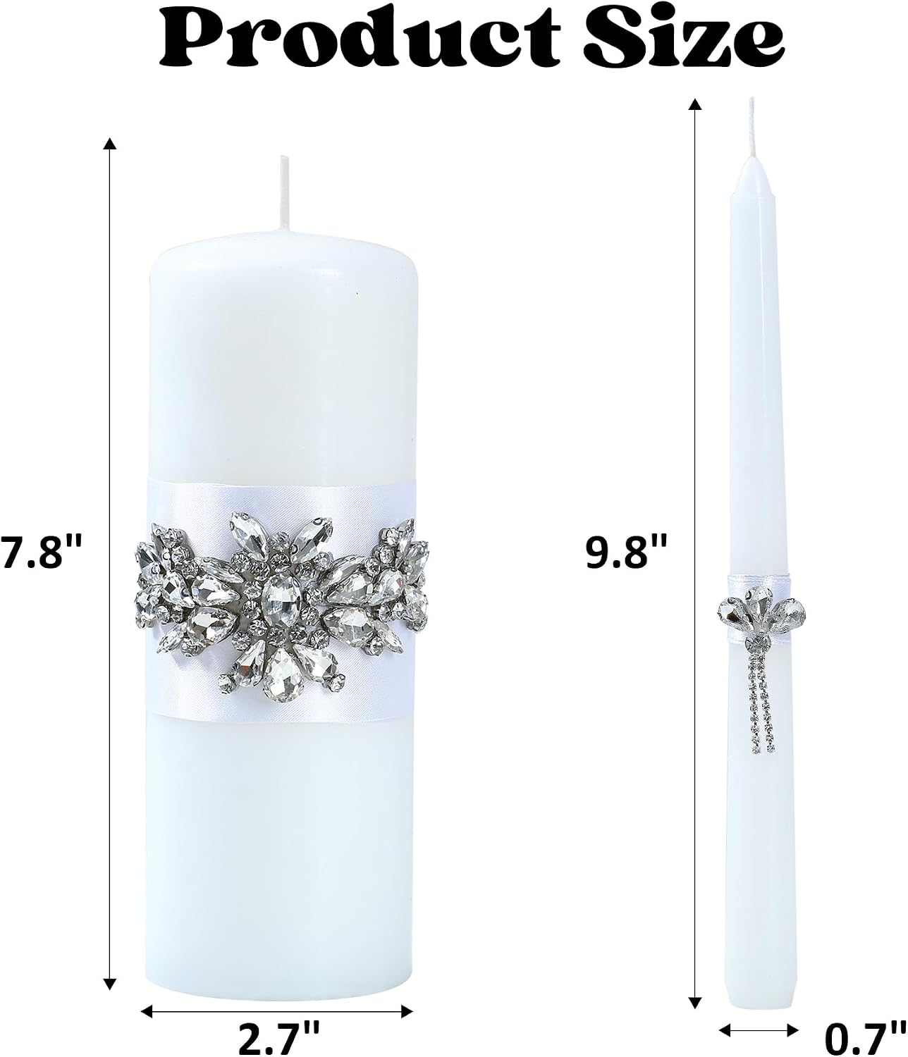 Unity Wedding Candle Set - 1 Pillar & 2 Taper Candles for Ceremony