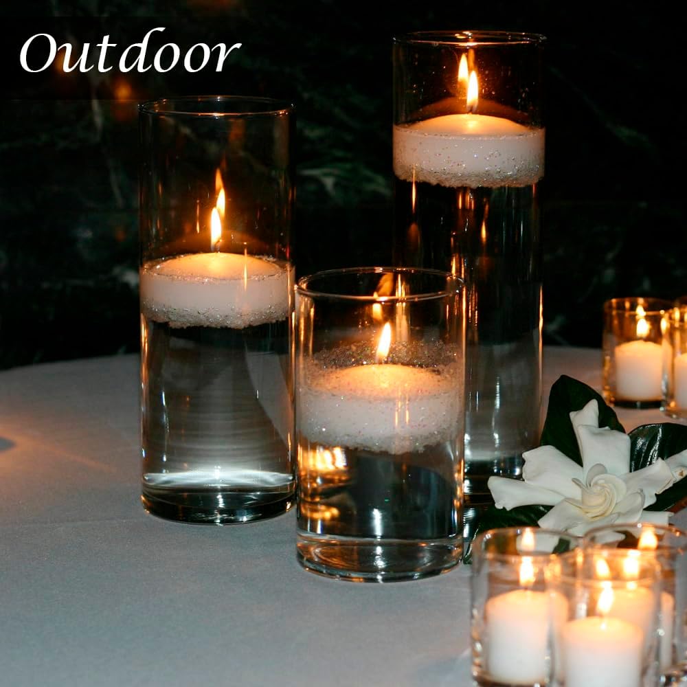 3inch White Floating Candles, 12PACK 13-15Hours Unscented Dripless Wax for Cylinder Vases, Centerpieces at Wedding, Birthday,Party, Pool, Holiday (12PACK, White)