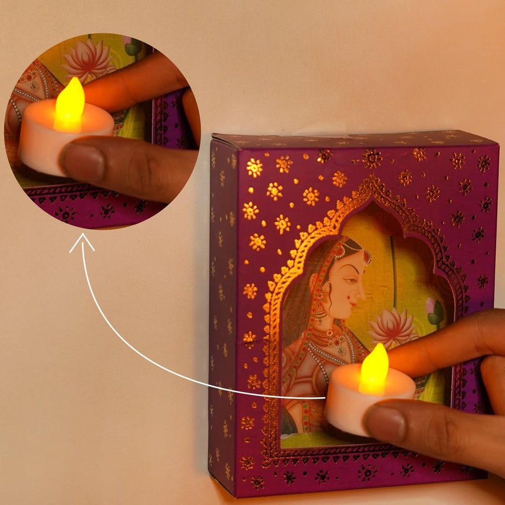Island Rangoli Paper Deep Dwar (Pack of 12) with LED Candle, Jharokha Style Wall & Home Decor for Diwali Decoration, Festive Decor, Wall Decor
